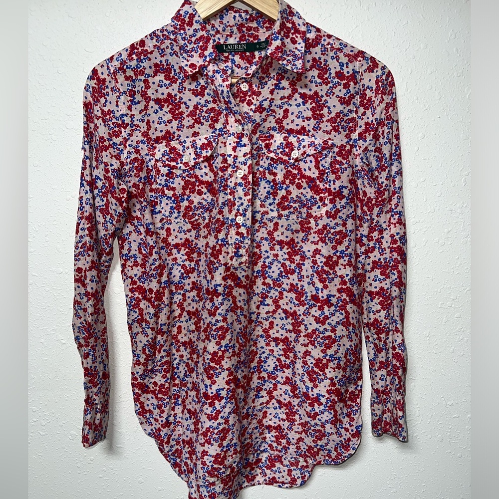 Lauren Ralph Lauren Silk Blend Floral Blouse Women’s Size Small‎